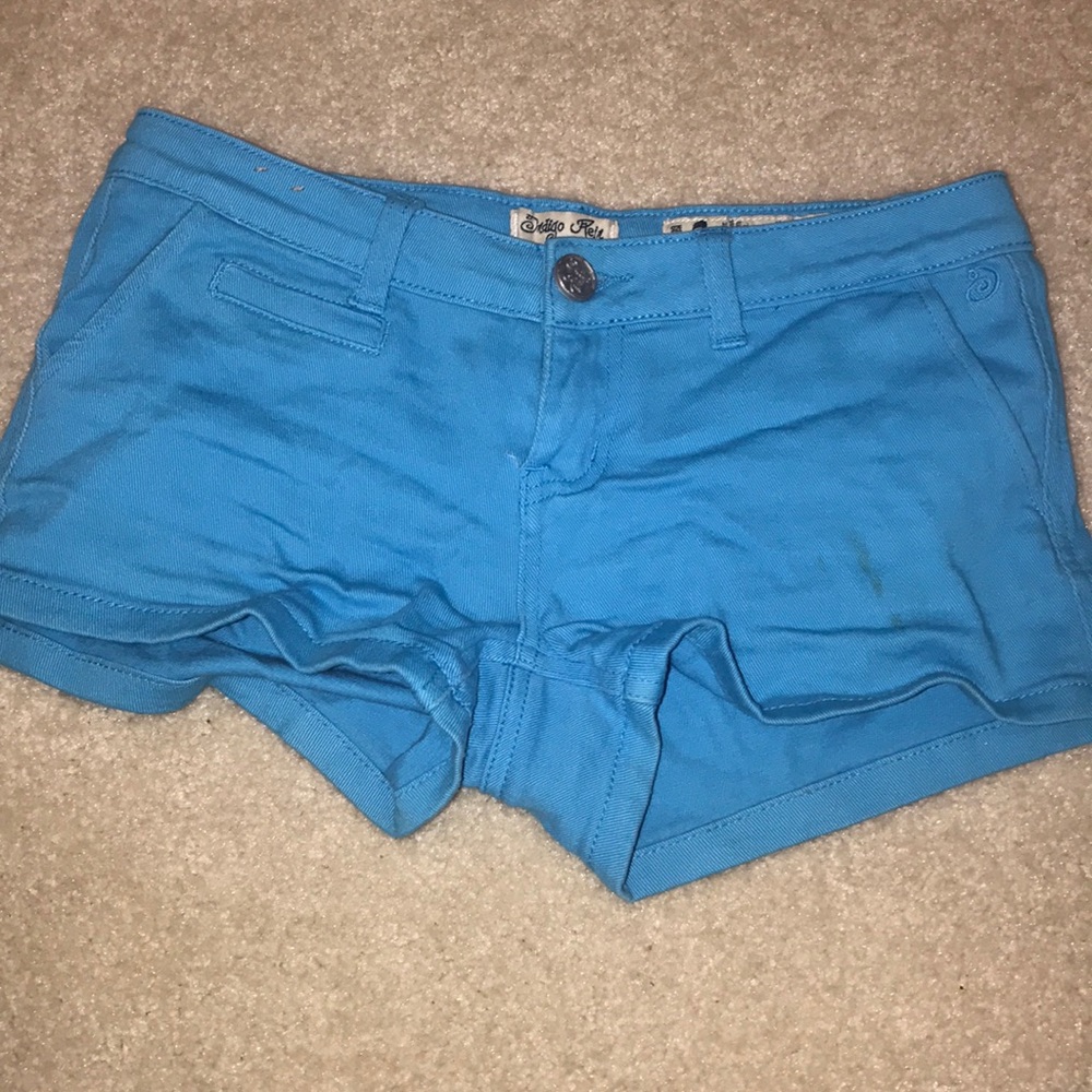 Bright blue denim shorts